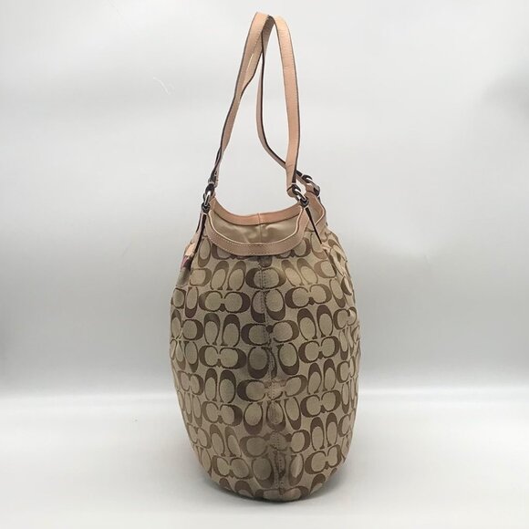 Coach Pink Signature Canvas Stripe Devin Shoulder Bag - Picture 3 of 11